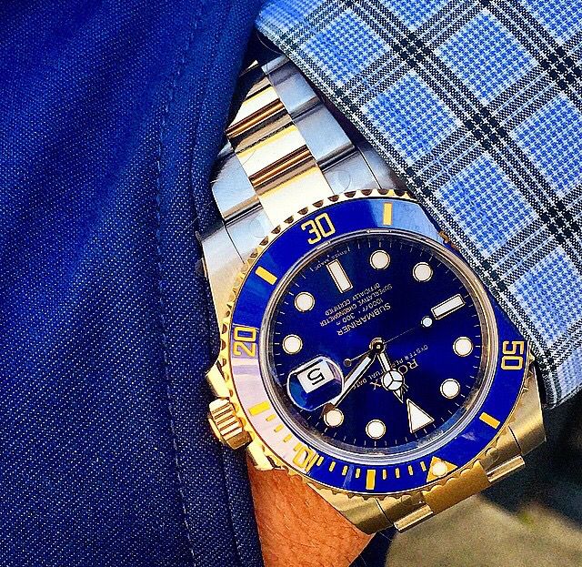 Rolex Submariner in two toned Blue SS and YG from pinterest